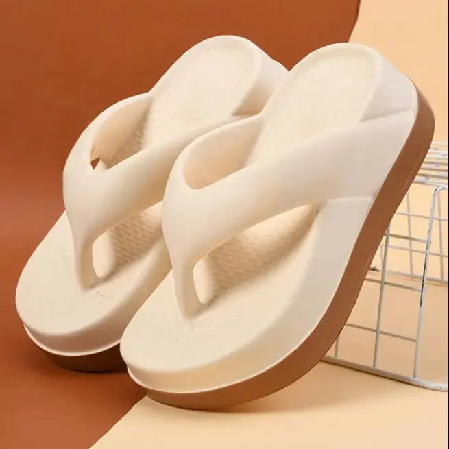 Women Fashion Flip Flops Thick Sole Wedge Heels Sandals Girls Outdoor Slides Non-Slip Homes Slippers