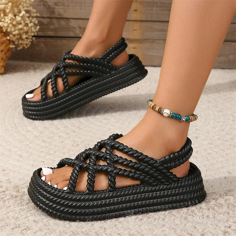 2024 New Summer Style Fashionable Comfortable Elegant and Wear-resistant Thick-soled Casual Open-toe Beach Sandals for Women