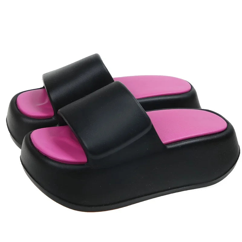 7 cm High platform EVA slippers women's fashion summer streetwear girls chunky shoes woman flatform mules soft elevator slippers