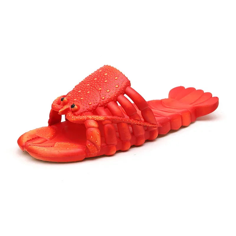 Summer Lobster Slippers Men Funny Animal Flip Flops Cute Beach Shower Casual Shoes Women Unisex Big Size Soft Home Slippers 2024