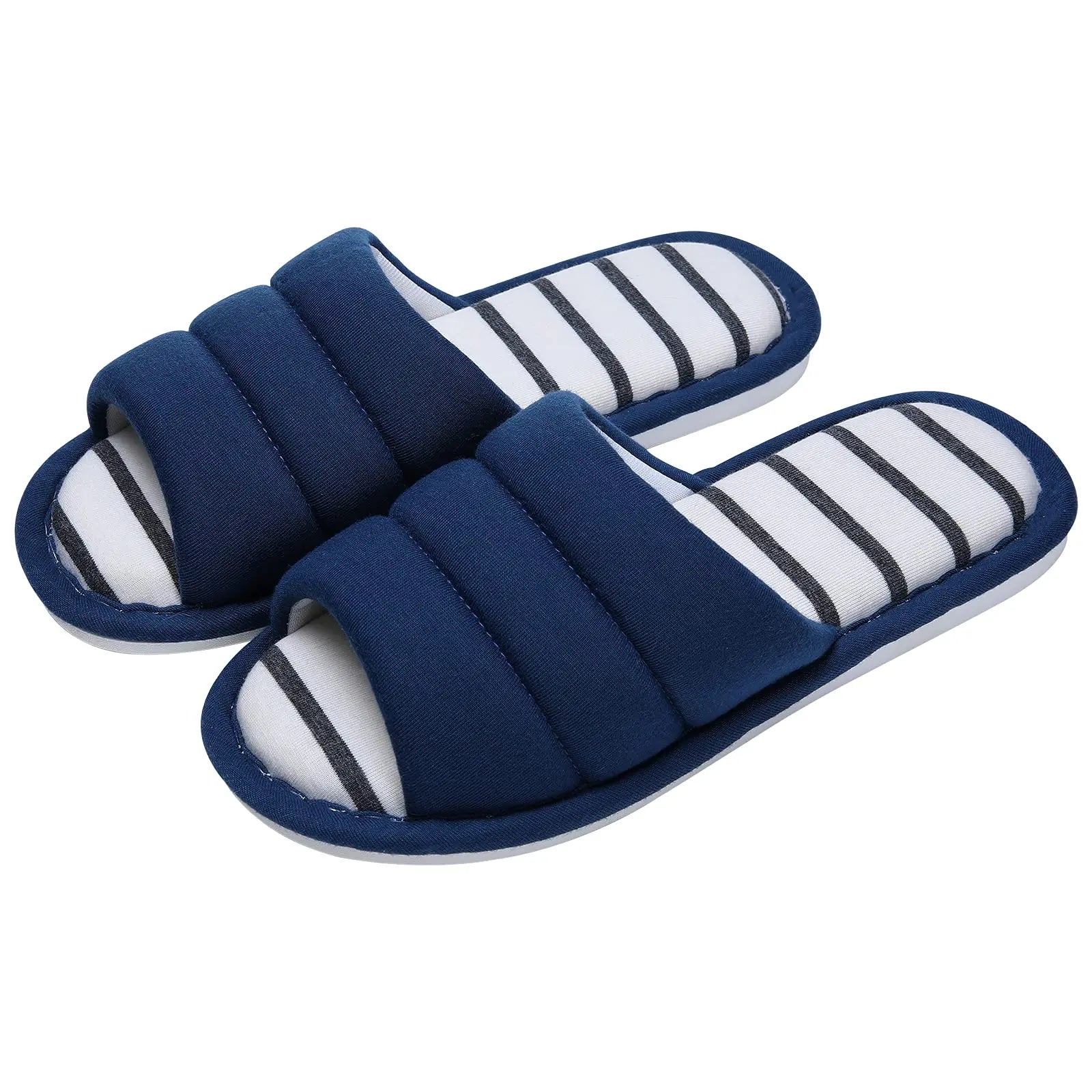 Comwarm Plush House Slippers For Women And Man Open Toe Cozy Cotton Shoes Indoor Outdoor Flat Soft Breathable Non-slip Sandals