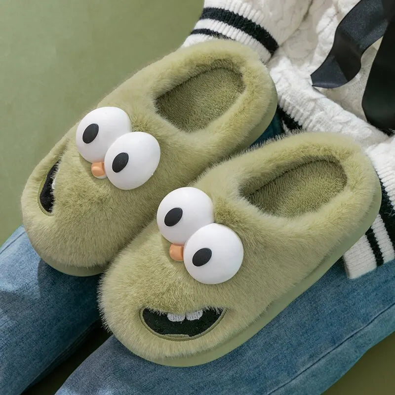 WinterSHome Cotton Shoes For Women, Thickened And Plush, Cute And Warm, Wearing Cotton Slippers For MenQ613