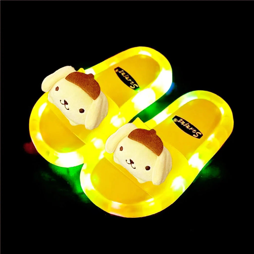 Sanrio Cinnamoroll Melody Luminous Slippers For Women Y2k Summer Beach Wearing 2023 New Celebrity Super Fashion Cute Home Shoes