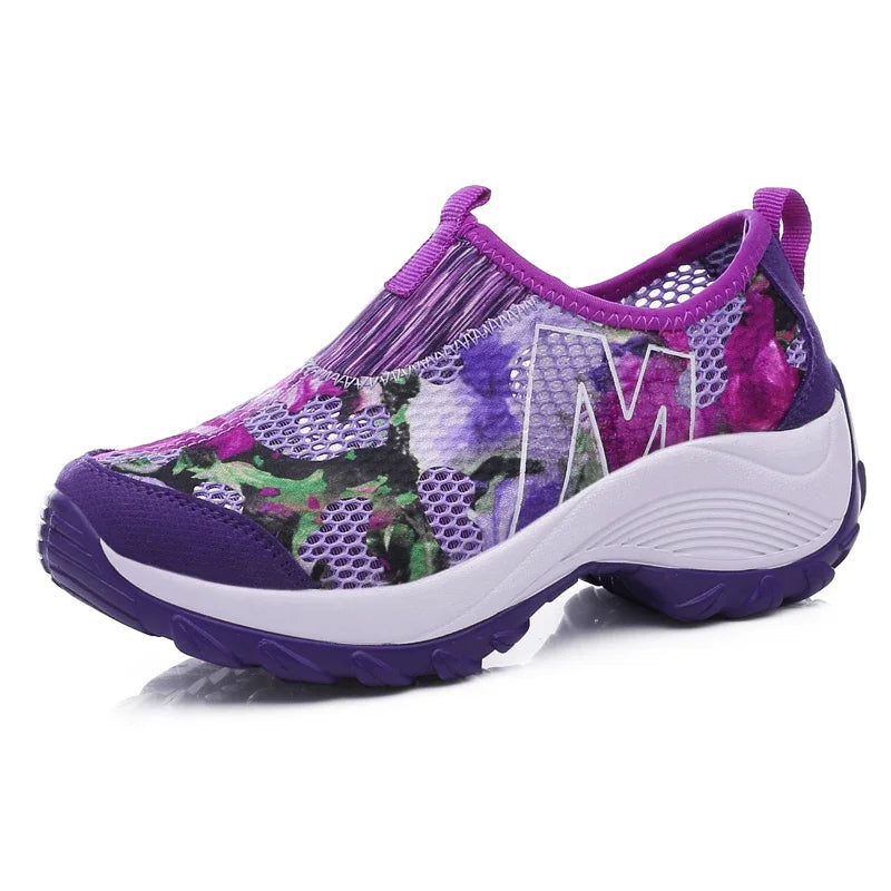 Summer Women's Outdoor Casual Shoes Breathable Sports Casual Shoes Thick Bottom Colorful Ladies Vulcanize Heighten Sneakers