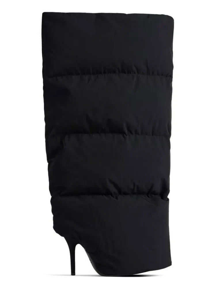 2024New Designer Slender High Heels Knee Length Women's Boots Fashion Walk Party Women's Large Mid Size Boots Autumn and Winter