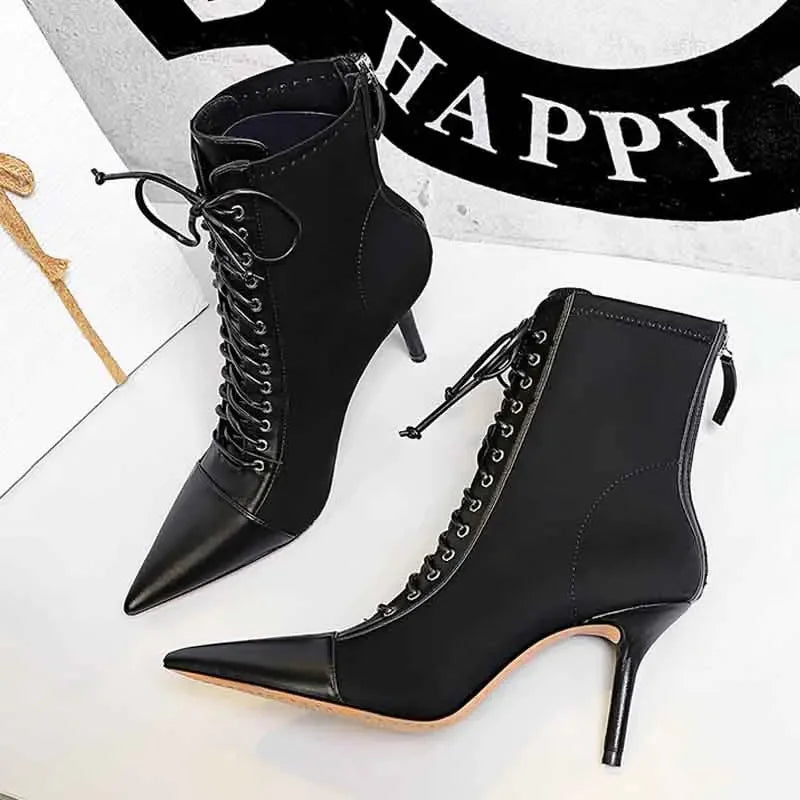 BIGTREE 2025 New Winter Women Shoes Sexy Women Ankle Boots Pointed Toe Stiletto High Heel Boots Plus Size 42 43