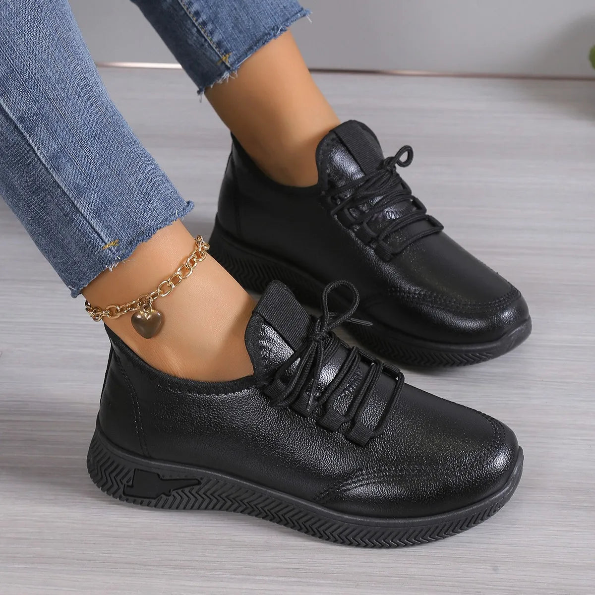 2024 Women's Breathable Non-slip Platform Fashion New Casual Shoes Korean Running Shoes Black Sneakers Shoes for Women Autumn