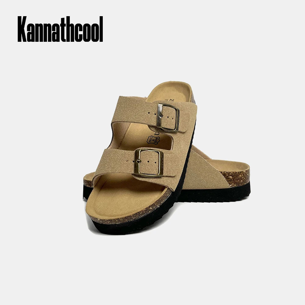 Slippers Woman Double Buckle Casual 4cm Thick Bottom Classic Brand Women Slippers