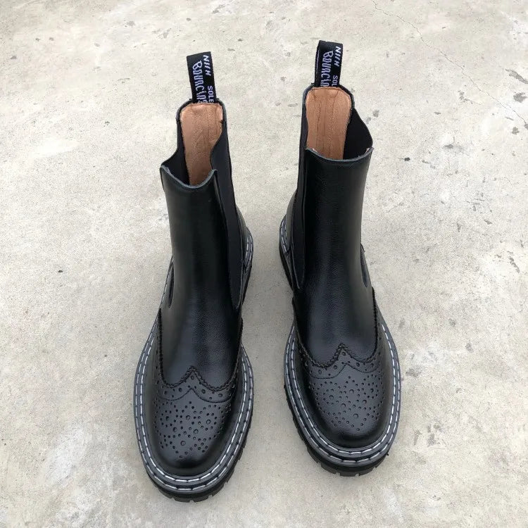 2022 autumn/winter leather round toe women boots ankle boots women's leather boot British style women shoes boots for women