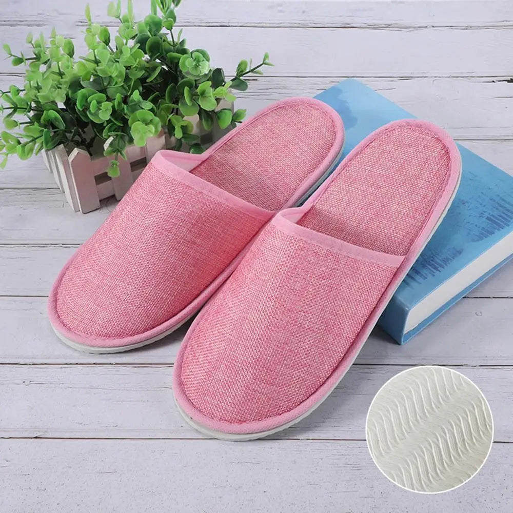 1Pair Travel Spa Hotel Non-slip Slippers Men Women Cotton Linen Flip Flop Shoes Slippers Full/Half Inclusive Guest Slippers Shoe