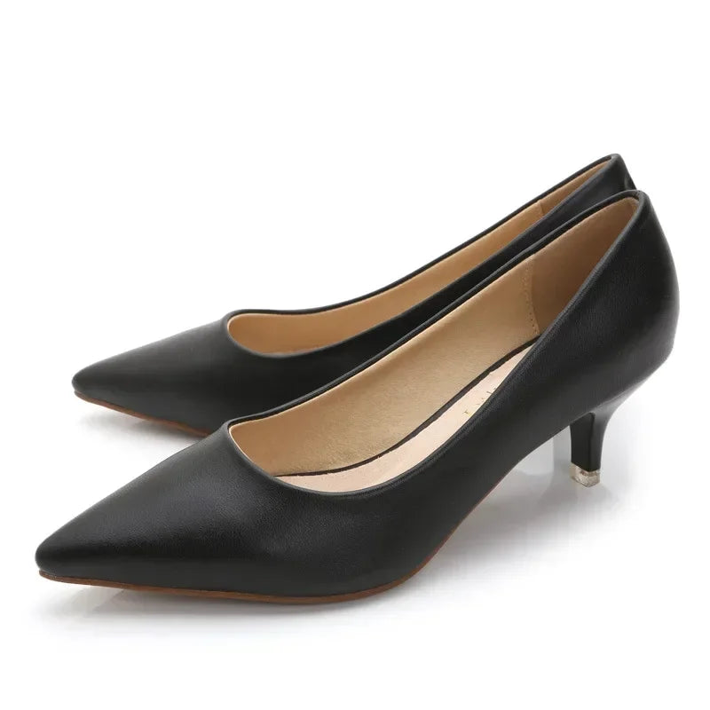 Professional High Heels Women Pointed Shallow Mouthed Single Shoes Black Slim Heeled Flight Attendant Formal Work Shoes Pumps