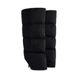 2024 Winter New in Black Leather Wader Boots Pointed Toe High Heels Pull on Knee High Boot Denim Luxury Design Women Down Shoes