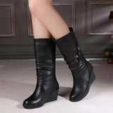 HOT Autumn New Fashion Boots Wedges Round Head Boots Large Size European And American Women's Shoes Winter Fringe  ghj890