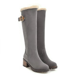 Women's Winter Warm Long Boots 2022 New Fashion Flock Knee-High Boots Exquisit College Style Plush Thick Soled Zip Female Shoes