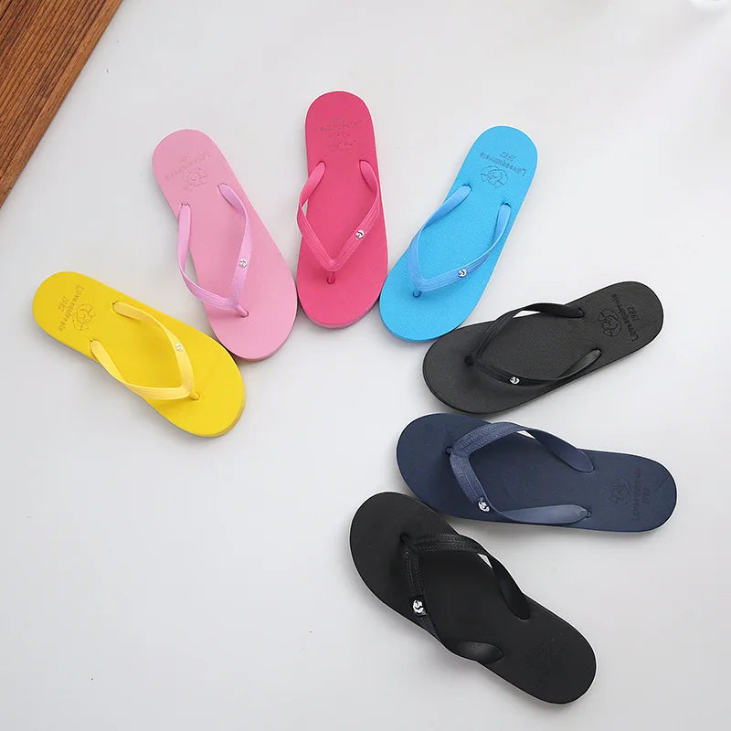 Simple Solid Color Comfortable Slippers Flip Flop Women Summer Korean Fashion Casual Non-Slip Couple Flip Flops Breathable Beach