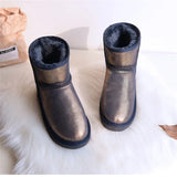 2023 Genuine Leather Waterproof Classic Lady Thick Plush Boots Women's Shoes Warm Shoes Winter Mujer Botas Woman Snow Boots