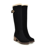 Women's Winter Warm Long Boots 2022 New Fashion Flock Knee-High Boots Exquisit College Style Plush Thick Soled Zip Female Shoes