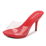2021 New Transparent Crystal Slippers Outdoor Beach Summer Sandal Walk Show High Heels Sexy Party Dress Women Shoes Eight Colors