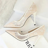 BIGTREE Shoes Mesh Hollow Lace Woman Pumps 2025 Spring Women Heels Sexy Party Shoes Thin Stiletto Heels Women Shoes 6 Colour