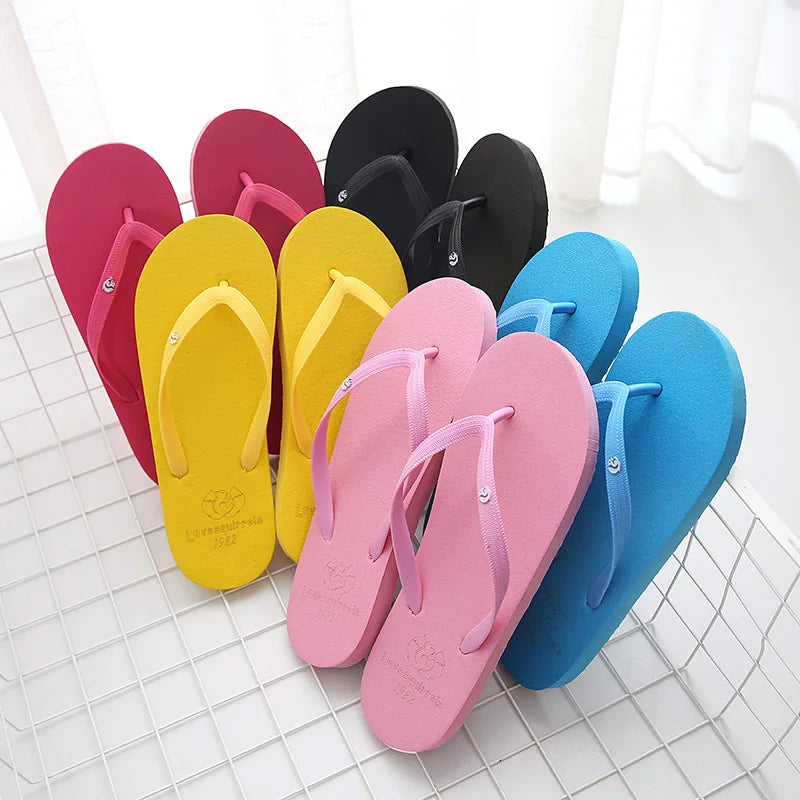 Simple Solid Color Comfortable Slippers Flip Flop Women Summer Korean Fashion Casual Non-Slip Couple Flip Flops Breathable Beach