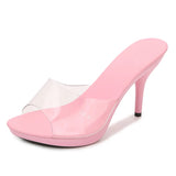 2021 New Transparent Crystal Slippers Outdoor Beach Summer Sandal Walk Show High Heels Sexy Party Dress Women Shoes Eight Colors