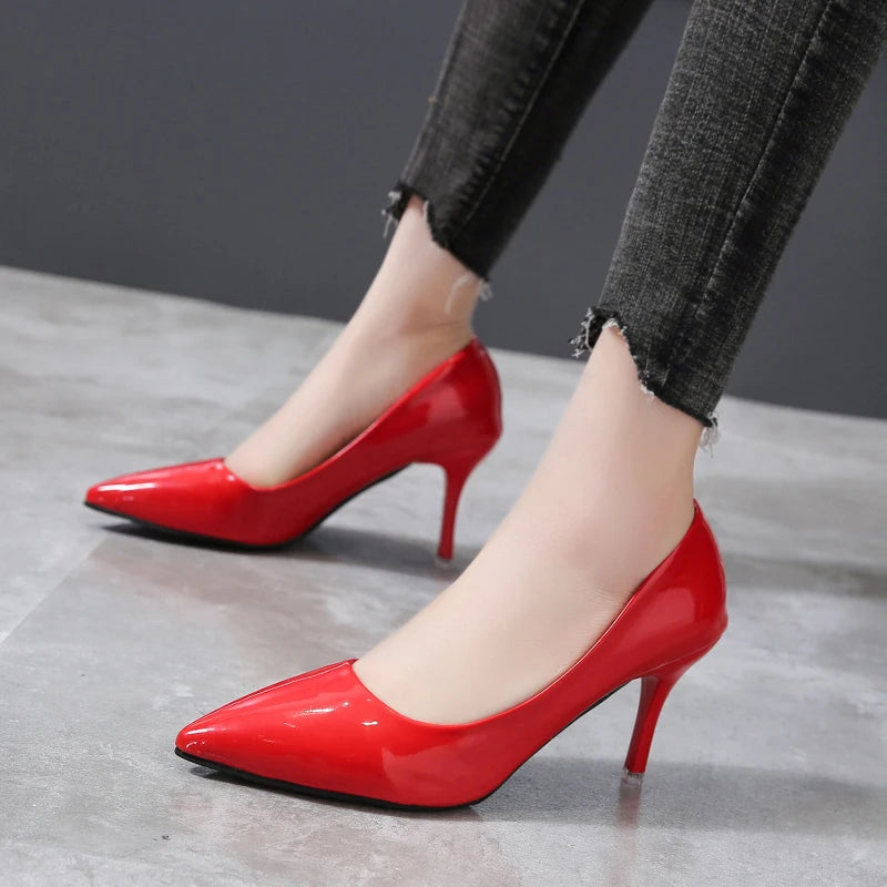 Aphixta 7cm Thin Heels Women Pumps Dress Classic Shoes Wedding Official Leisure Party Shoes Super Big Size 49 50 Plus Size