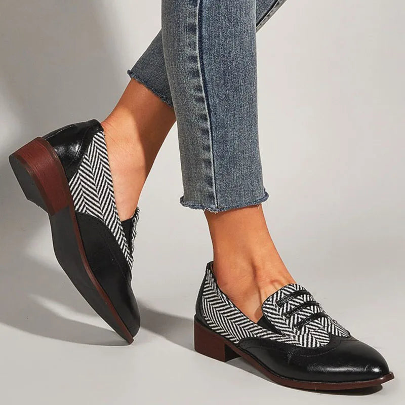 EAGSITY British style Loafers shoes Women slip on Square heel pointed toe Dress Shoes party office lady casual sneaker shoes