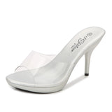 2021 New Transparent Crystal Slippers Outdoor Beach Summer Sandal Walk Show High Heels Sexy Party Dress Women Shoes Eight Colors