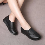 2021 Fashion Soft Leather Round Head Women Casual Flats Ladies Side Zipper Flat Oxford Shoes New Single Non-slip Warm Slope Heel