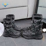 Women snow boots solid Camouflage nice fashion look BUFFIE Brand waterproof mid-calf warm plush lining light weight outsole free