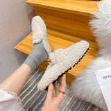 Winter Warm Plush Mules Women One Band Fur Slippers Cozy Cotton Shoes Woman Flats Cover Toe Fleeces Slides Femme Wool Pantuflas