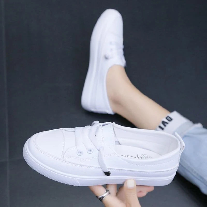 2022 Low Platform Sneakers Women Shoes Female Pu Leather Walking Sneakers Loafers White Flat Slip On Vulcanize Casual Shoes