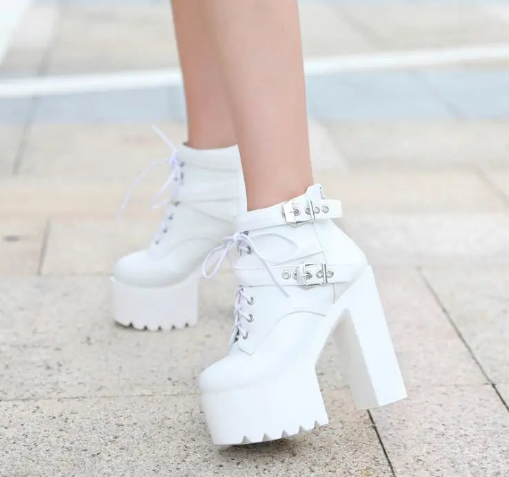 2025 Autumn new 14 cm thick with super high heel  boots sexy nightclub catwalk short boots casual knight boots