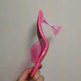 Star style Transparent PVC Women Slippers Fashion Square toe Cup heeled Summer Female Mules Slides High heels Sandals Shoes