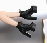 2025 Autumn new 14 cm thick with super high heel  boots sexy nightclub catwalk short boots casual knight boots