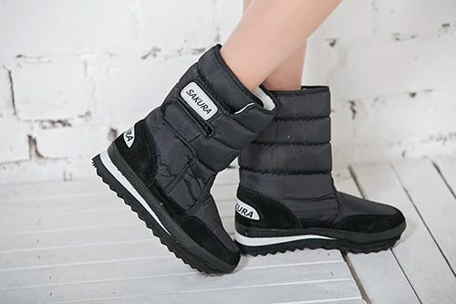 Brand Fashion Warm winter Snow boots Women 2024 Purle snowboots flats botines nieve mujer White Red Black Yellow botas mujer