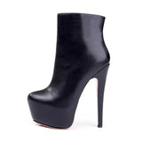 Onlymaker Women Ankle Boots Rounded Toe 16CM High Heel Black Side Zipper Slim Fashion Matte Plus Size Warm  Winter Booties