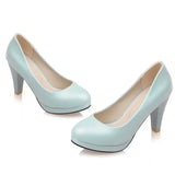 Sgesvier Black White Women Pumps High Heels Shoes Thick Heel Round Toe Pumps Size 32-48 Summer Autumn Fashion Shoes Ladies B207