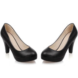 Sgesvier Black White Women Pumps High Heels Shoes Thick Heel Round Toe Pumps Size 32-48 Summer Autumn Fashion Shoes Ladies B207