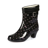 Spring/Autumn High-heeled Ankle Shoes Women Fashion Rain Boots Women Waterproof High Rainboots Slip Glass with Water Boots