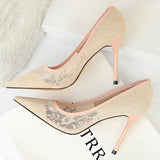 BIGTREE Shoes Mesh Hollow Lace Woman Pumps 2025 Spring Women Heels Sexy Party Shoes Thin Stiletto Heels Women Shoes 6 Colour