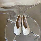 Japanese Style Round Toe Loafers Women Soft Leather Flats Shoes Patchwork Sewing Moccasins Female Cozy Ballet Slip On Lazy Mules