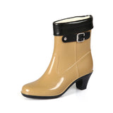 Spring/Autumn High-heeled Ankle Shoes Women Fashion Rain Boots Women Waterproof High Rainboots Slip Glass with Water Boots