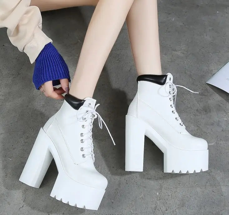 2025 Autumn new 14 cm thick with super high heel  boots sexy nightclub catwalk short boots casual knight boots