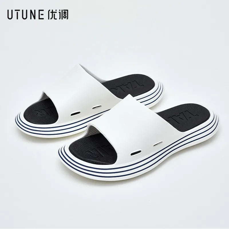 UTUNE Runway Slippers Women Summer Shoes Outside EVA Outdoor Slides Men Soft Thick Sole Non-slip Beach Pool Sandals Indoor Bath