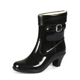 Spring/Autumn High-heeled Ankle Shoes Women Fashion Rain Boots Women Waterproof High Rainboots Slip Glass with Water Boots