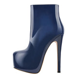 Onlymaker Women Ankle Boots Rounded Toe 16CM High Heel Black Side Zipper Slim Fashion Matte Plus Size Warm  Winter Booties