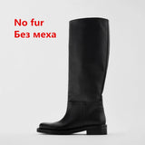 FEDONAS INS Women Knee High Boots Full Cow Leather Warm Boots Thick High Heels Motorcycle Boots Punk Shoes Woman High Boots