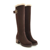 Women's Winter Warm Long Boots 2022 New Fashion Flock Knee-High Boots Exquisit College Style Plush Thick Soled Zip Female Shoes