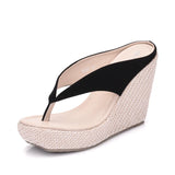 Crystal Queen Platform Wedges Flip Flops High Heels Slippers White Beach Sandals Bohemia Pink